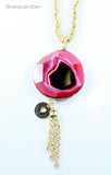 Flamingo Pink Tassel Necklace